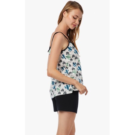 Πυτζάμα Γυναικεία Καλοκαιρινή Minerva Cactus Μέντα 52143-334 Μέγεθος - Medium