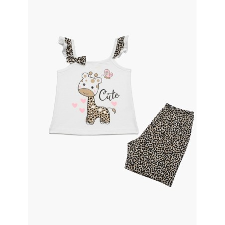 Πυτζάμα Βρεφική Καλοκαιρινή Minerva Cactus-Giraffe Λευκό 61932-002 Μέγεθος - No2