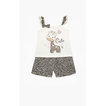 Πυτζάμα Βρεφική Καλοκαιρινή Minerva Cactus-Giraffe Λευκό 61932-002 Μέγεθος - No3