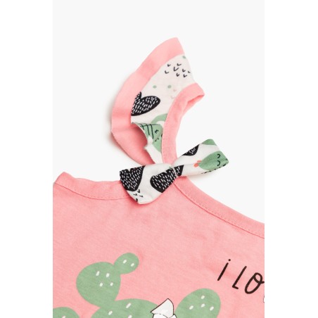 Πυτζάμα Βρεφική Καλοκαιρινή Minerva Cactus-Giraffe Light Coral 61932-652 Μέγεθος - No1