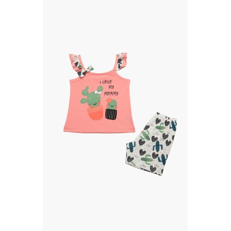 Πυτζάμα Βρεφική Καλοκαιρινή Minerva Cactus-Giraffe Light Coral 61932-652 Μέγεθος - No3