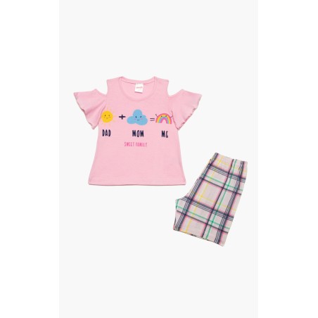Πυτζάμα Βρεφική Καλοκαιρινή Minerva Dad Mom Me Ροζ 61935-152 Μέγεθος - No1