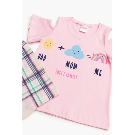 Πυτζάμα Βρεφική Καλοκαιρινή Minerva Dad Mom Me Ροζ 61935-152 Μέγεθος - No2