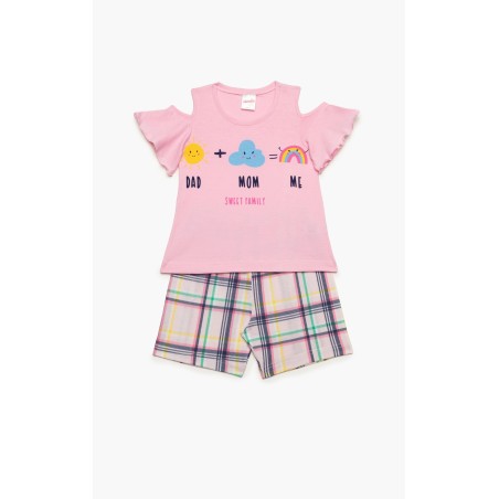 Πυτζάμα Βρεφική Καλοκαιρινή Minerva Dad Mom Me Ροζ 61935-152 Μέγεθος - No4
