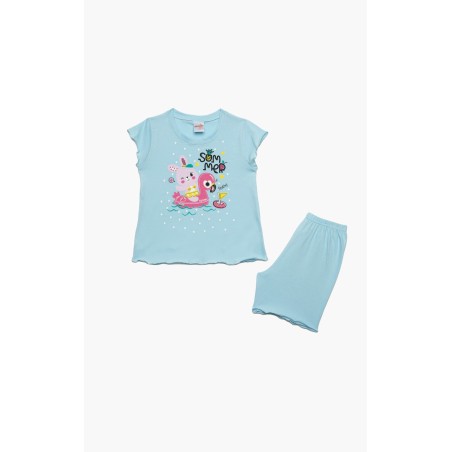Πυτζάμα Βρεφική Καλοκαιρινή Minerva Summer Party Σιέλ 61937-181 Μέγεθος - No1