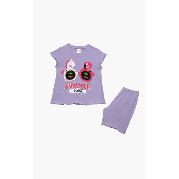 Πυτζάμα Βρεφική Καλοκαιρινή Minerva Summer Party Λιλά...