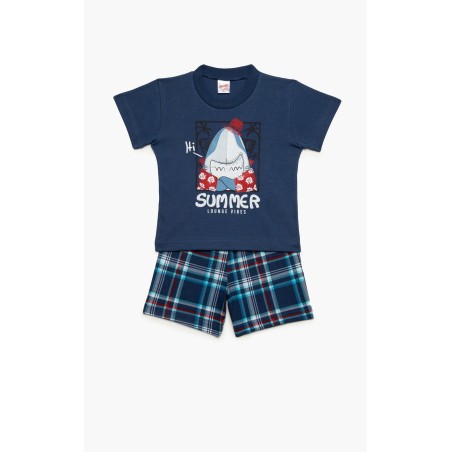 Πυτζάμα Βρεφική Καλοκαιρινή Minerva Summer Vibes Μπλε Ραφ 61941-107 Μέγεθος - No2