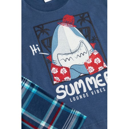 Πυτζάμα Βρεφική Καλοκαιρινή Minerva Summer Vibes Μπλε Ραφ 61941-107 Μέγεθος - No2