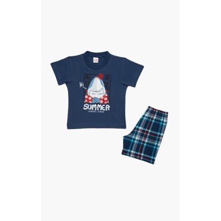 Πυτζάμα Βρεφική Καλοκαιρινή Minerva Summer Vibes Μπλε Ραφ 61941-107 Μέγεθος - No4