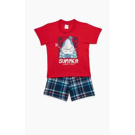 Πυτζάμα Βρεφική Καλοκαιρινή Minerva Summer Vibes Κόκκινο 61941-118 Μέγεθος - No4