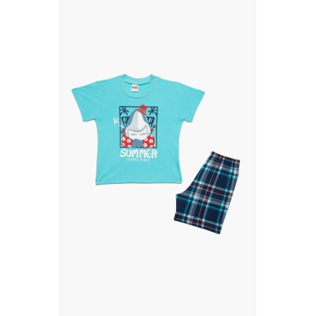 Πυτζάμα Βρεφική Καλοκαιρινή Minerva Summer Vibes Τυρκουάζ 61941-153 Μέγεθος - No3
