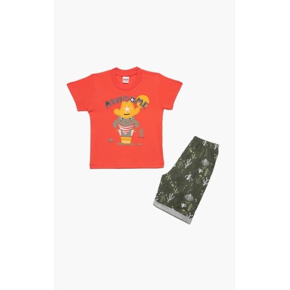 Πυτζάμα Βρεφική Καλοκαιρινή Minerva Awesome Κοραλί...