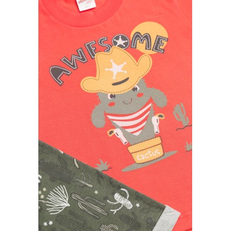 Πυτζάμα Βρεφική Καλοκαιρινή Minerva Awesome Κοραλί 61943-471 Μέγεθος - No3