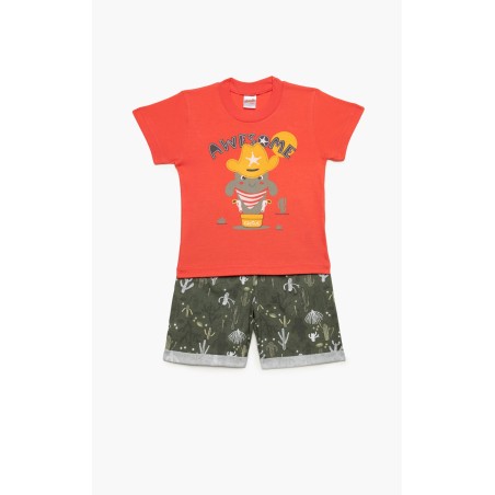 Πυτζάμα Βρεφική Καλοκαιρινή Minerva Awesome Κοραλί 61943-471 Μέγεθος - No4