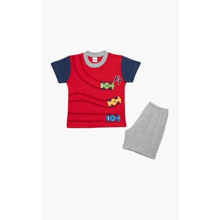 Πυτζάμα Βρεφική Καλοκαιρινή Minerva F1 Cars Κόκκινο 61944-118 Μέγεθος - No2