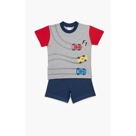 Πυτζάμα Βρεφική Καλοκαιρινή Minerva F1 Cars Γκρι 61944-133 Μέγεθος - No4