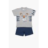 Πυτζάμα Βρεφική Καλοκαιρινή Minerva Tiger Roar Γκρι 61945-133 Μέγεθος - No1