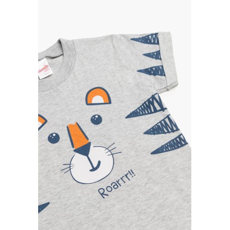 Πυτζάμα Βρεφική Καλοκαιρινή Minerva Tiger Roar Γκρι 61945-133 Μέγεθος - No1
