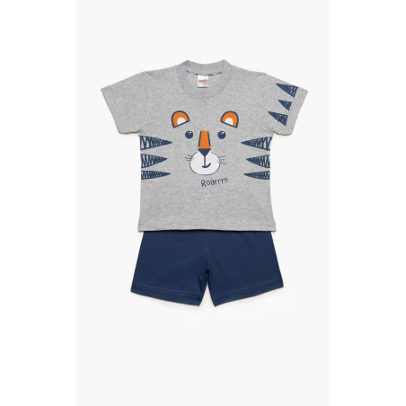 Πυτζάμα Βρεφική Καλοκαιρινή Minerva Tiger Roar Γκρι 61945-133 Μέγεθος - No3