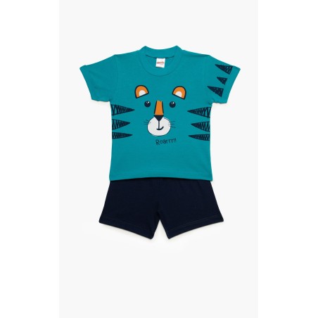 Πυτζάμα Βρεφική Καλοκαιρινή Minerva Tiger Roar Πετρόλ 61945-779 Μέγεθος - No1