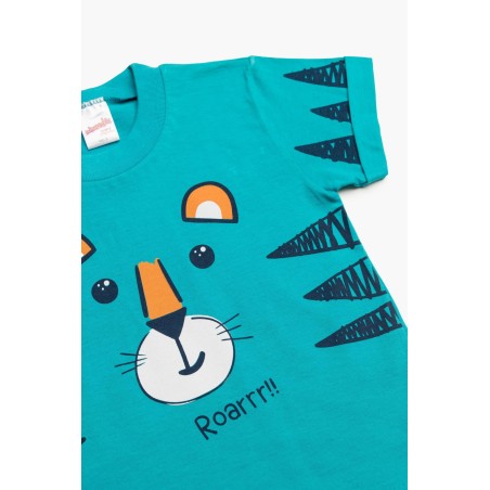 Πυτζάμα Βρεφική Καλοκαιρινή Minerva Tiger Roar Πετρόλ 61945-779 Μέγεθος - No1