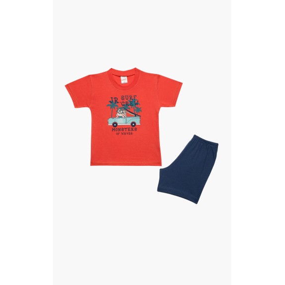 Πυτζάμα Βρεφική Καλοκαιρινή Minerva Surf Crew Κοραλί...