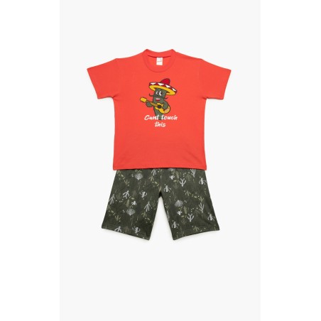 Πυτζάμα Παιδική Καλοκαιρινή Minerva Savage Garden Κοραλί 61952-471 Μέγεθος - No6