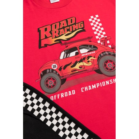 Πυτζάμα Παιδική Καλοκαιρινή Minerva Off Road Κόκκινο 61955-118 Μέγεθος - No10