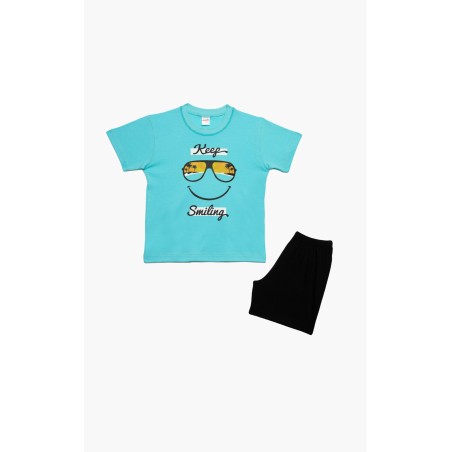 Πυτζάμα Παιδική Καλοκαιρινή Minerva Keep Smiling Τυρκουάζ 61958-153 Μέγεθος - No10