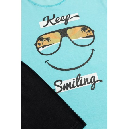 Πυτζάμα Παιδική Καλοκαιρινή Minerva Keep Smiling Τυρκουάζ 61958-153 Μέγεθος - No10