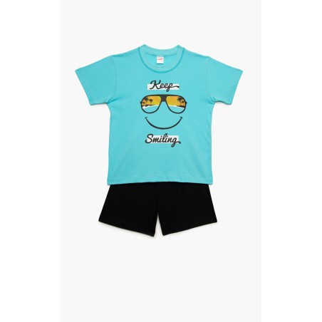 Πυτζάμα Παιδική Καλοκαιρινή Minerva Keep Smiling Τυρκουάζ 61958-153 Μέγεθος - No12