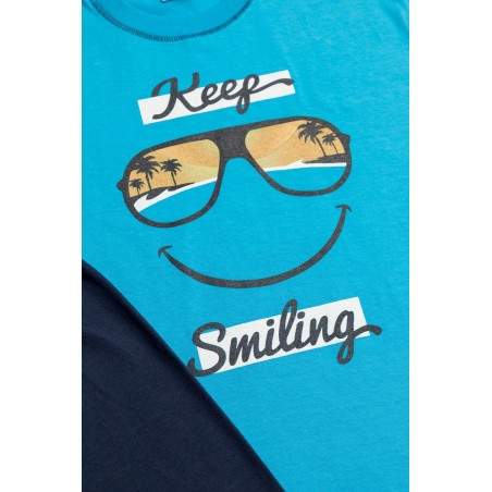 Πυτζάμα Παιδική Καλοκαιρινή Minerva Keep Smiling Μπλε 61958-171 Μέγεθος - No4