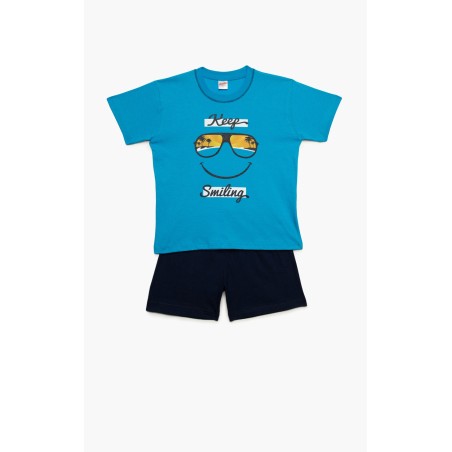 Πυτζάμα Παιδική Καλοκαιρινή Minerva Keep Smiling Μπλε 61958-171 Μέγεθος - No14