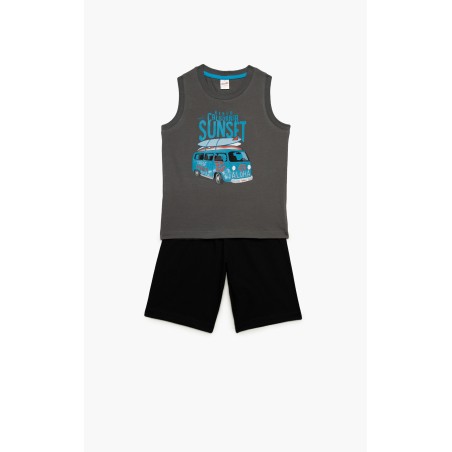 Πυτζάμα Παιδική Καλοκαιρινή Minerva California Sunset Γκρι Σκούρο 61959-329 Μέγεθος - No10