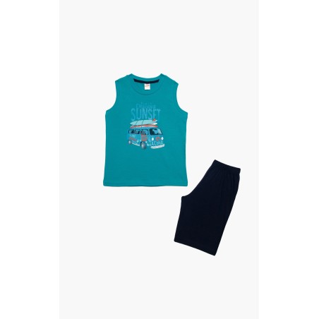 Πυτζάμα Παιδική Καλοκαιρινή Minerva California Sunset Πετρόλ 61959-779 Μέγεθος - No8