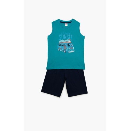 Πυτζάμα Παιδική Καλοκαιρινή Minerva California Sunset Πετρόλ 61959-779 Μέγεθος - No12