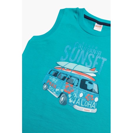 Πυτζάμα Παιδική Καλοκαιρινή Minerva California Sunset Πετρόλ 61959-779 Μέγεθος - No12