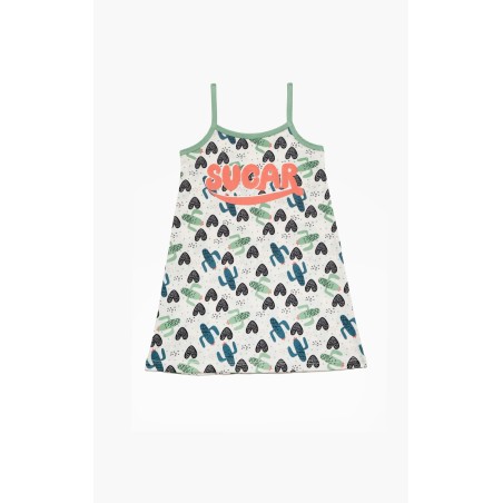 Νυχτικό Παιδικό Καλοκαιρινό Minerva Lovely Ecru Petrol Cactus 61963-106 Μέγεθος - No16