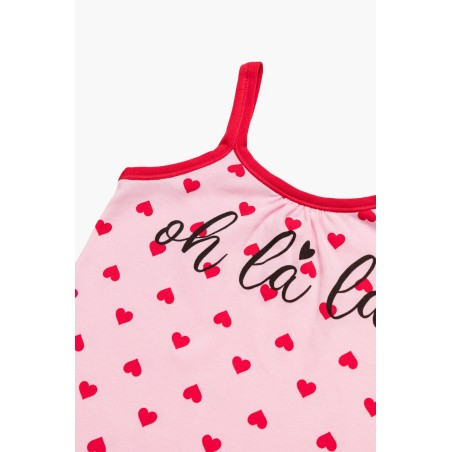 Πυτζάμα Παιδική Καλοκαιρινή Minerva Oh La La Pink-Red Heart 61965-128 Μέγεθος - No8