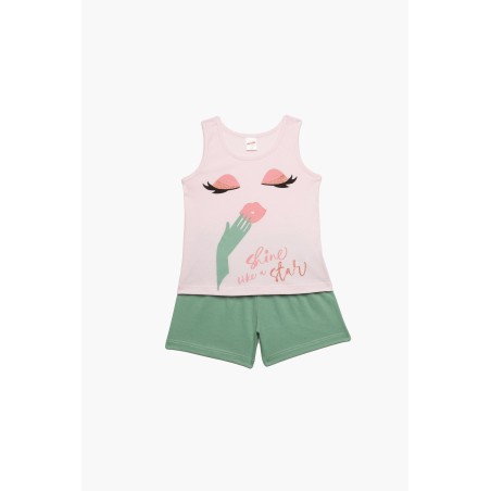 Πυτζάμα Παιδική Καλοκαιρινή Minerva Shine Star Ροζ 61971-157 Μέγεθος - No6