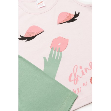 Πυτζάμα Παιδική Καλοκαιρινή Minerva Shine Star Ροζ 61971-157 Μέγεθος - No10