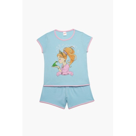 Πυτζάμα Παιδική Καλοκαιρινή Minerva Princess Σιέλ 61974-181 Μέγεθος - No8