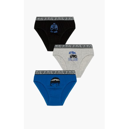 Σετ Παιδικά Σλιπάκια για Αγόρι 3 Τεμαχίων Minerva Gamer Blue-Gray-Black 42218-070 Μέγεθος - No6