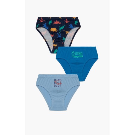 Σετ Παιδικά Σλιπάκια για Αγόρι 3 Τεμαχίων Minerva Dynosaurus L.Blue-Navy 42219-080 Μέγεθος - No6