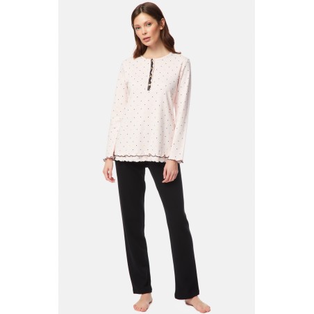 Πυτζάμα Γυναικεία Χειμερινή Minerva Dots Pink/Heart 52202-136 Μέγεθος - 3XL