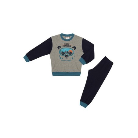 Πυτζάμα Βρεφική Χειμερινή Minerva Snow Adventure Grey/Navy Blue 62004-023 Μέγεθος - No1