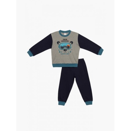 Πυτζάμα Βρεφική Χειμερινή Minerva Snow Adventure Grey/Navy Blue 62004-023 Μέγεθος - No4