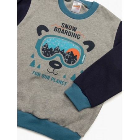 Πυτζάμα Βρεφική Χειμερινή Minerva Snow Adventure Grey/Navy Blue 62004-023 Μέγεθος - No4