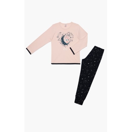 Πυτζάμα Παιδική Χειμερινή Minerva Sweet Dreams Ροζ/Πούδρα 62026-678 Μέγεθος - No16