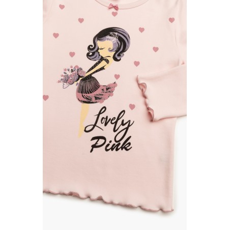 Πυτζάμα Παιδική Χειμερινή Minerva Lovely Girl Ροζ/Σομόν 62028-060 Μέγεθος - No10